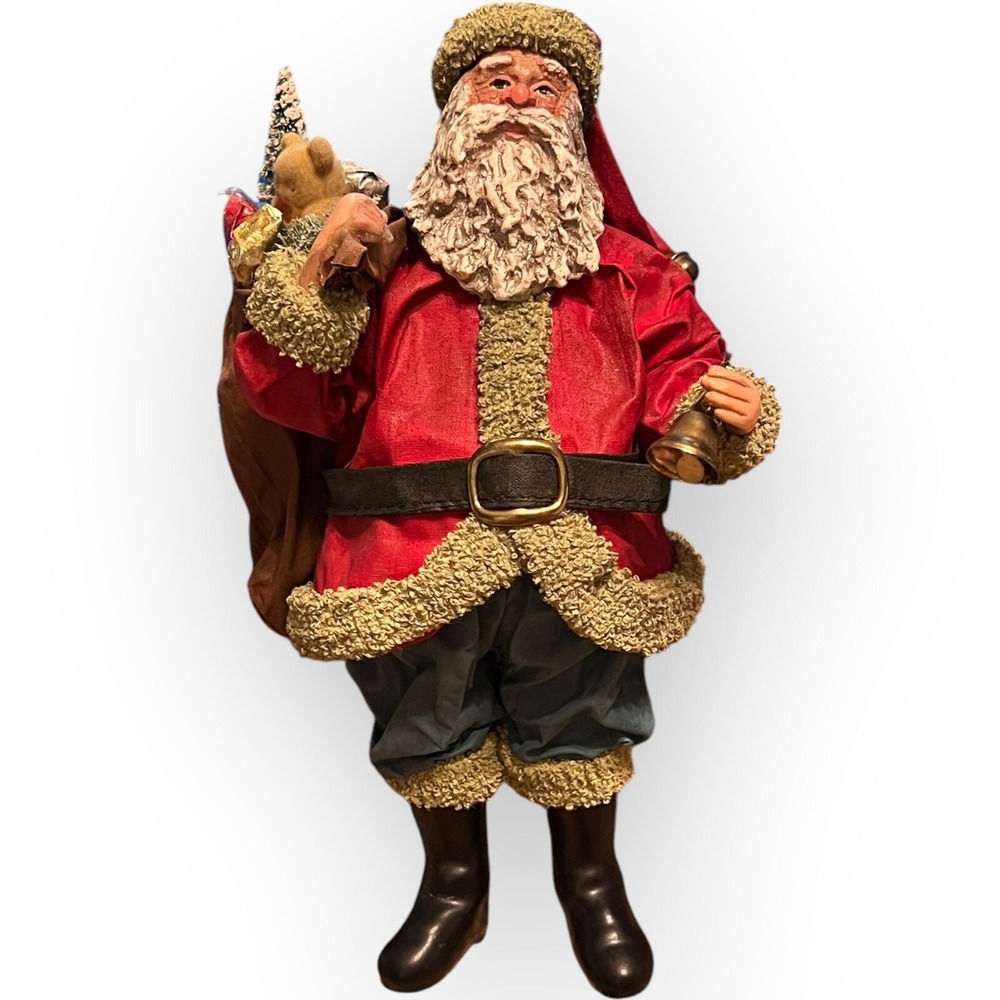Dept 56‎ Possible Dreams Clothtique Santa 1985 With Bell  & Sack Flocked Teddy